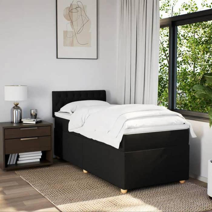 Maison Exclusive - Sommier à lattes de lit et matelas Noir 80x200 cm Tissu