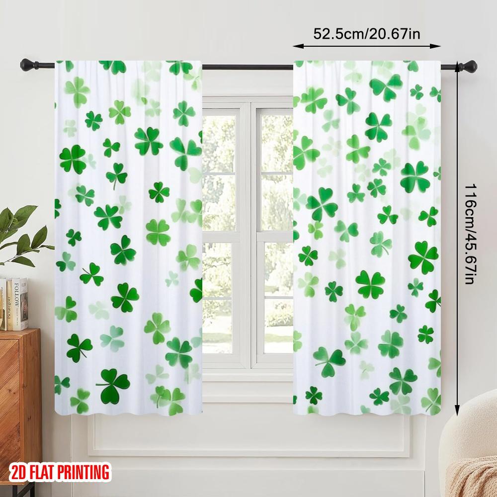 2pcs,2D plane printing Minimalist Curtains Clover Cascade Polyester Easy Install (without rod) Decorations Inside Ldeal for