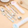 Cartoon Cat Claw Spoon Fork Set - Portable Cutlery for Children, Kawaii Camping Kitchen Accessories