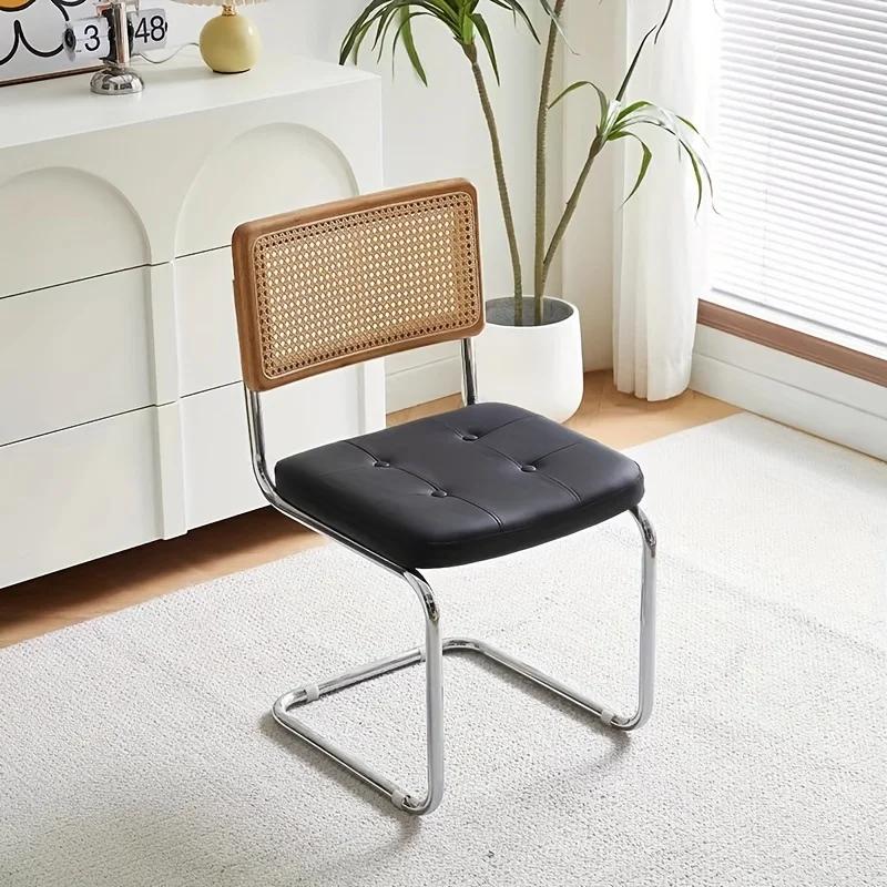 Nordic Style Dining Chair - Artificial Leather Cushion, Electroplated Metal Frame, Comfortable & Durable Chair Dining Room