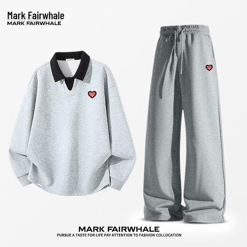 MARK FAIRWHALE Men's Heavyweight Cotton Blend Casual Sweatshirt and Jogger Set