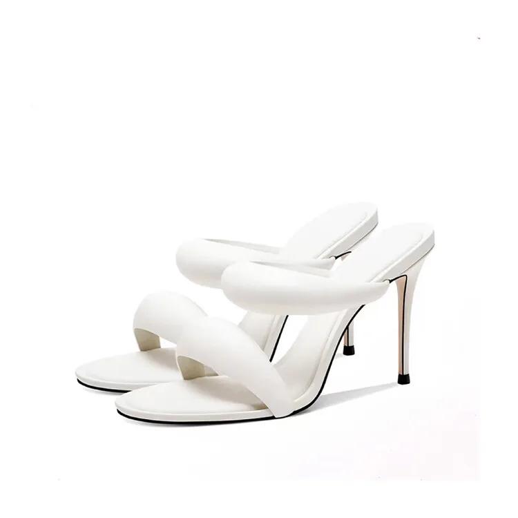 Fashion Brand Design Simple Solid Color Women's Slippers 2024 Summer New High Heel Black Gold Round Head Women's Sandals Size 34-46