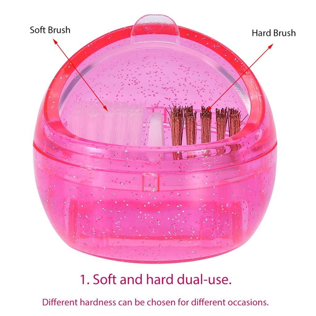 Mini Nail Art Drill Head Dual Clean Brush Dust Cleaning Case Box Polishing Manicure Tool
