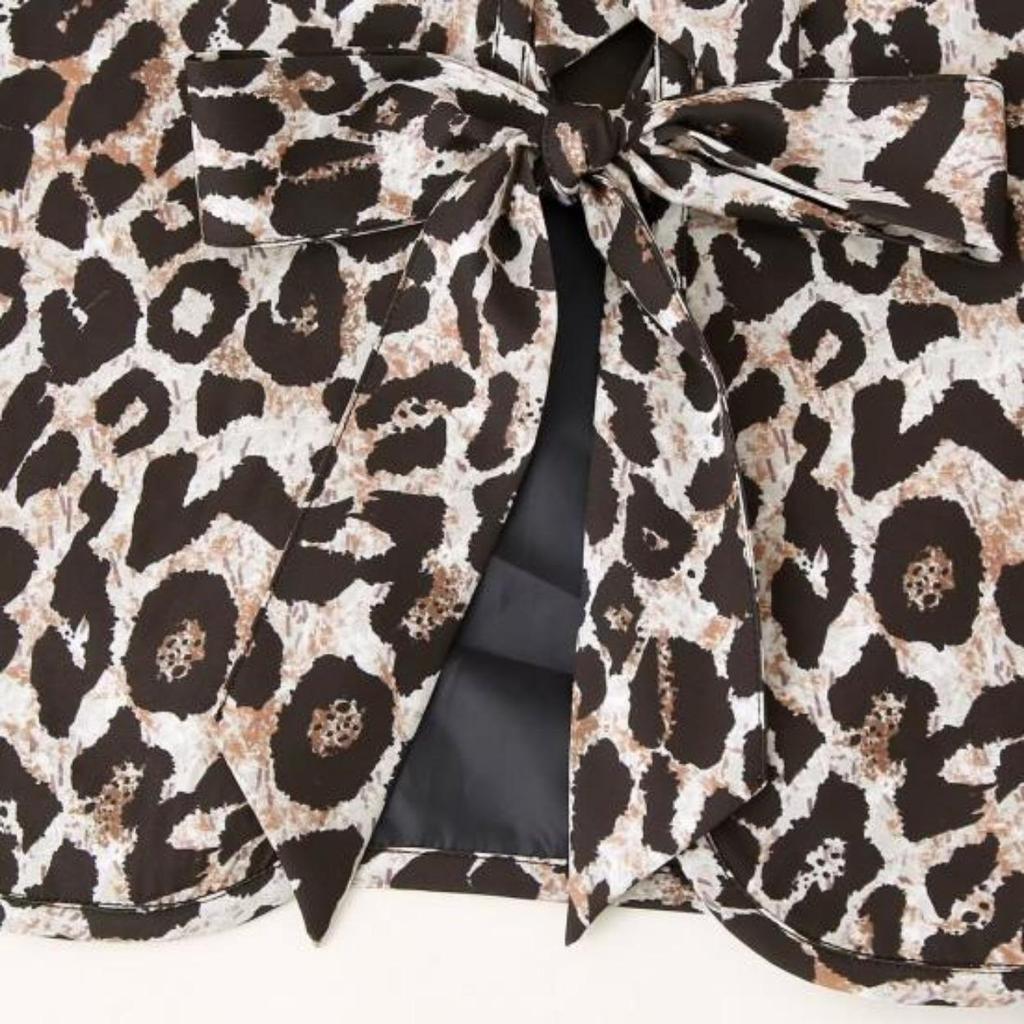 Gilet da donna con lacci e nodo, decorazione leopardata, vestibilità attillata, senza maniche, casual, girocollo, cardigan da donna, gilet da club, festa, quotidiano, top
