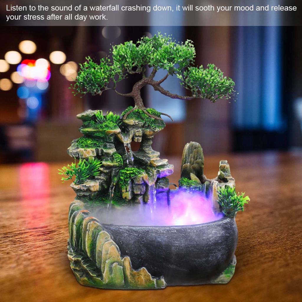 Humidificador de cascada con fuente atomizadora de escritorio para decoración de escritorios de oficina y hogar.