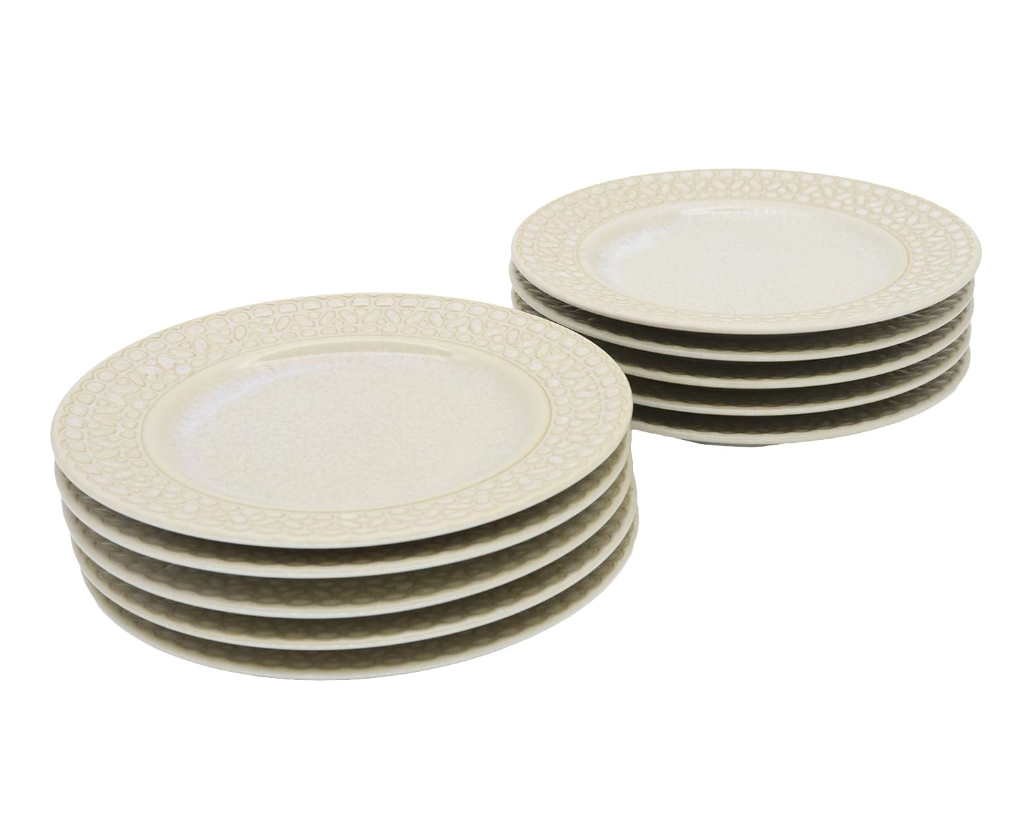 

Castle Enterprises [17cm Rice Plates (White) Set of 10] Mino Ware Lace Pattern Decorates Food Cutely Recommended for Adult Women