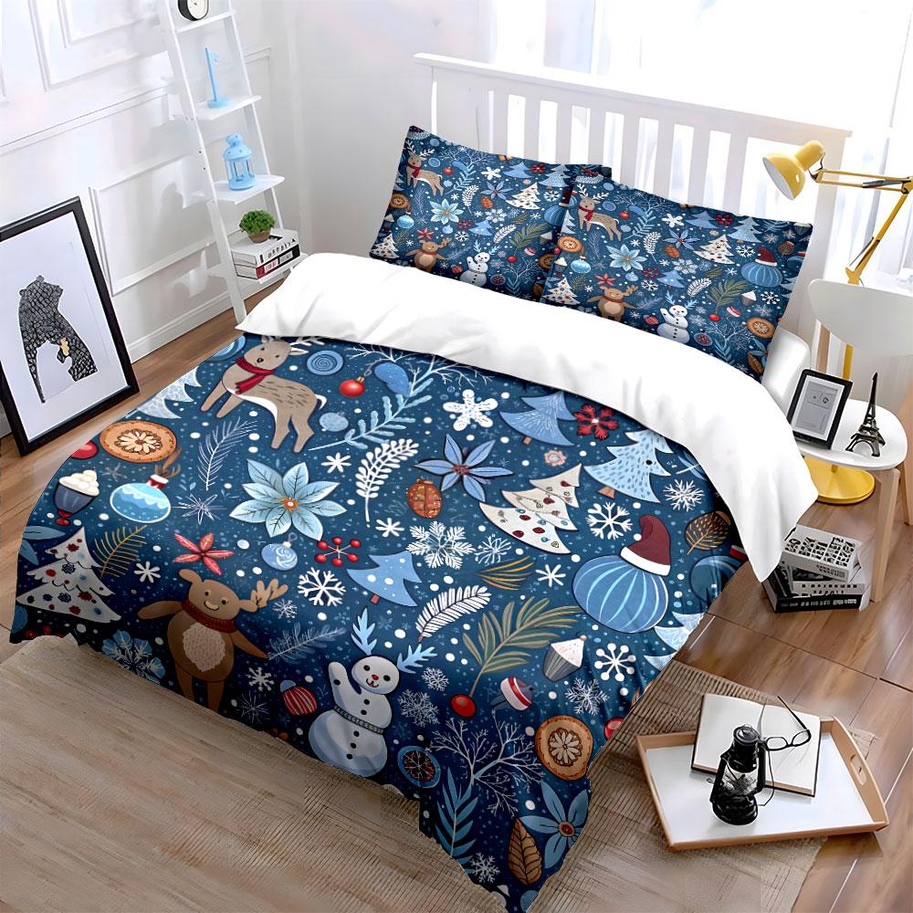 Winter Holiday Decorations Set Exquisite Three-Piece Bedding Set Gift For Kids And Adults