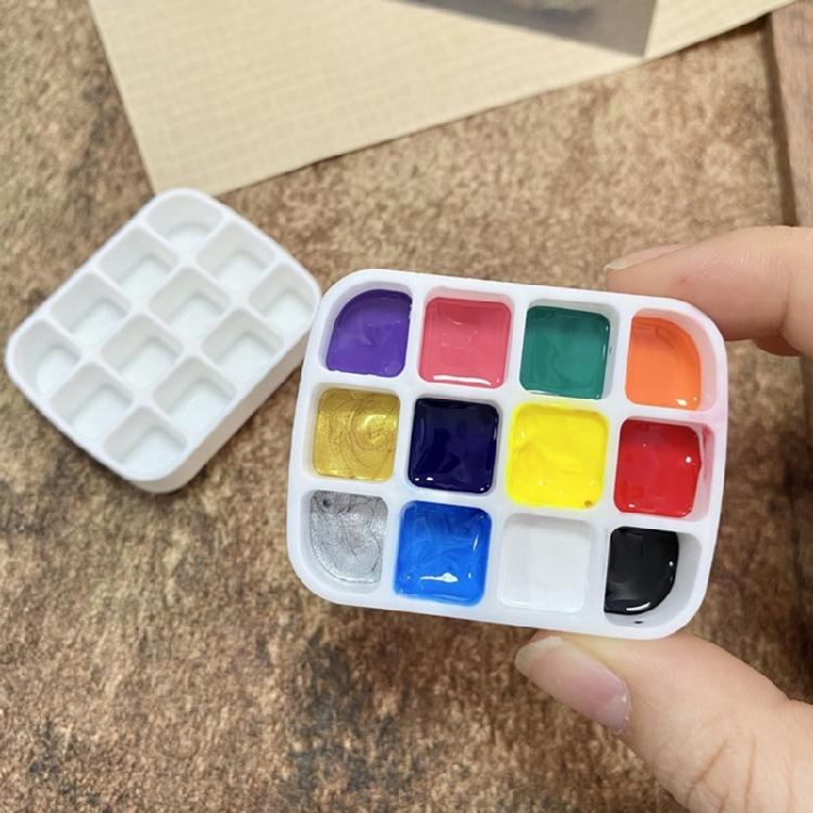 Leakproof Watercolor Paint Palette Box with Lid 12 Well Travel Paint Case Metal Paint Container Acrylics Paint Box