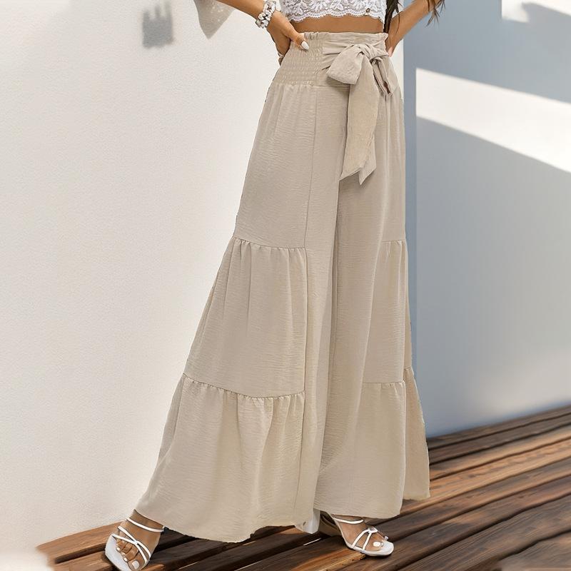 2025 Lato Nowe Casualowe Elastyczne Spodnie Spodnie Dzwony z Wysokim Stanem dla Kobiet