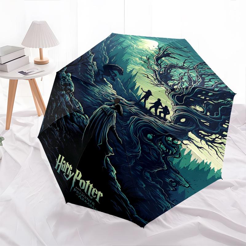 1pc Harry Potter and the Prisoner of Azkaban Pattern Automatic 3-Fold Umbrella, 8 Iron Frames, High-Value Folding Umbrella, Suitable for Office,