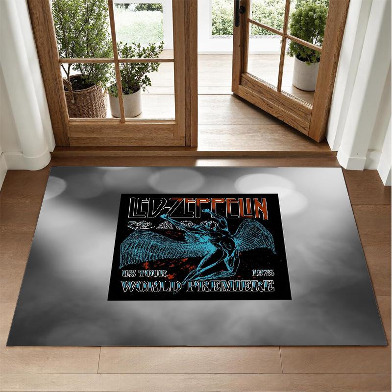 Led Zeppelin Design Crystal Velvet Rug Soft Decorative Mat for Bedroom Entrance