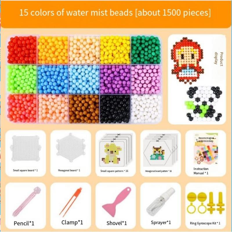 1PACK 1500 Magic Bead String Decoration Set, Water Mist Effect Beads Handmade Kit, Create a Variety of Patterns and Models