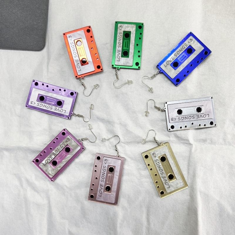 Women Sumemr Fashion Brand Acrylic Tape Dangle Earrings for Women Zinc Alloy Pendientes Long Drop Earring Jewelry Accessories