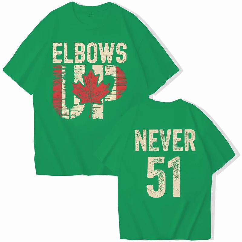 Retro Elbows Up Never 51 Canada Print Women T-shirts Casual Summer Tees Funny Vintage Tshirt Graphic Tops Female Clothing