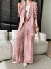 Sijan Early Spring New Arrivals Linen Blend High Intelligence Old Money Drip Suit Jacket Wide Leg Pants Set Sn