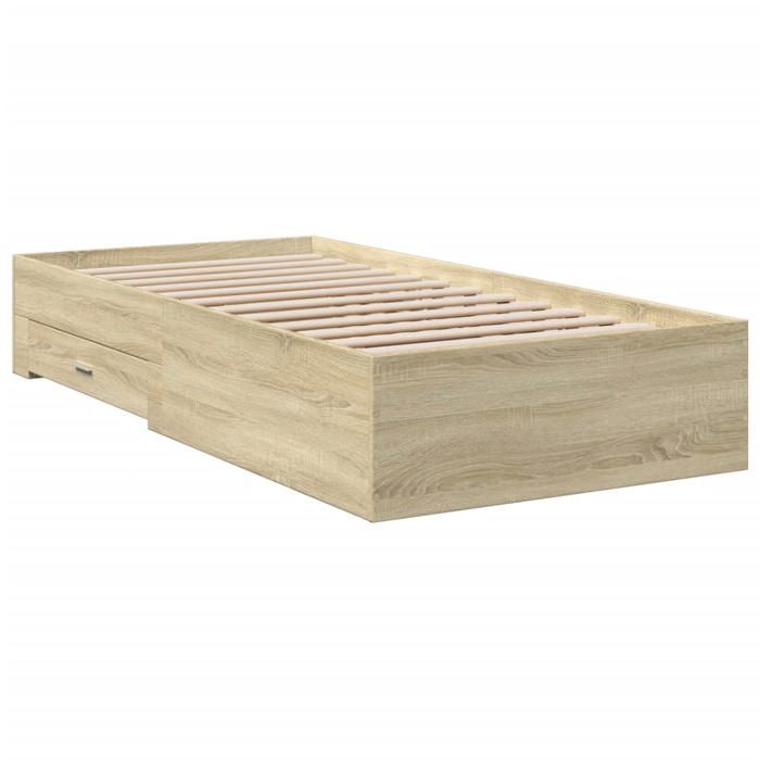 VidaXL Bed Frames and Drawers, Slat Base, Adult Bed, Single Bed for Interior Bedroom, Sonoma Oak 3280421