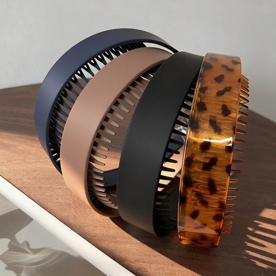 Women Headband Extra-Wide Anti-Slip Teeth Plastic Hair Hoop Strong Fixation Hairband Washing Face Hair Accessory