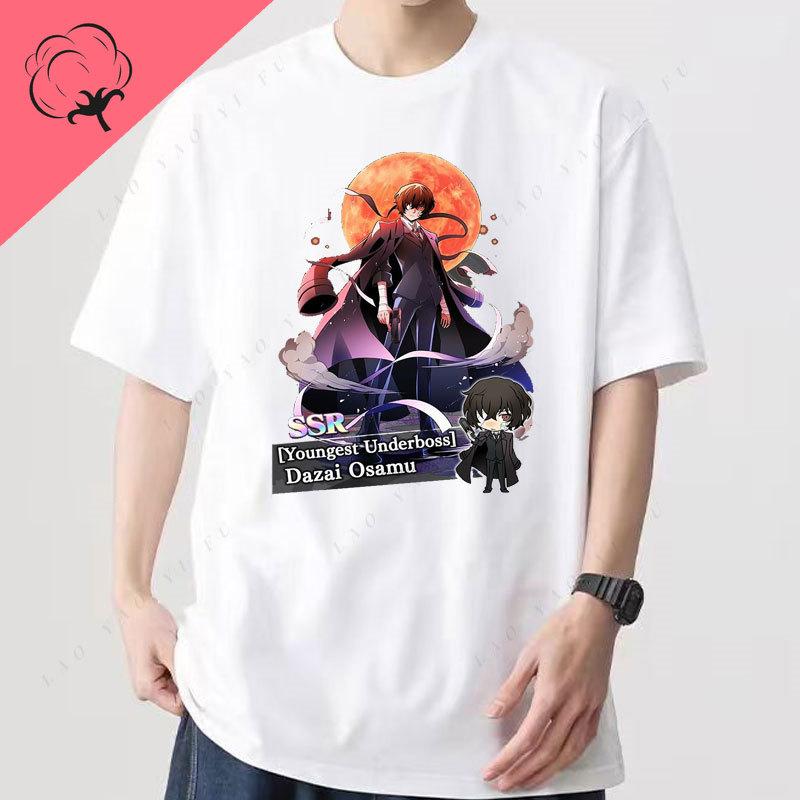Japanese Anime Shirt Dead Apple Bungou Stray Dogs Chuuya Nakahara T Shirt Print Dazai Osamu Cotton Short Sleeve Graphic TShirts S