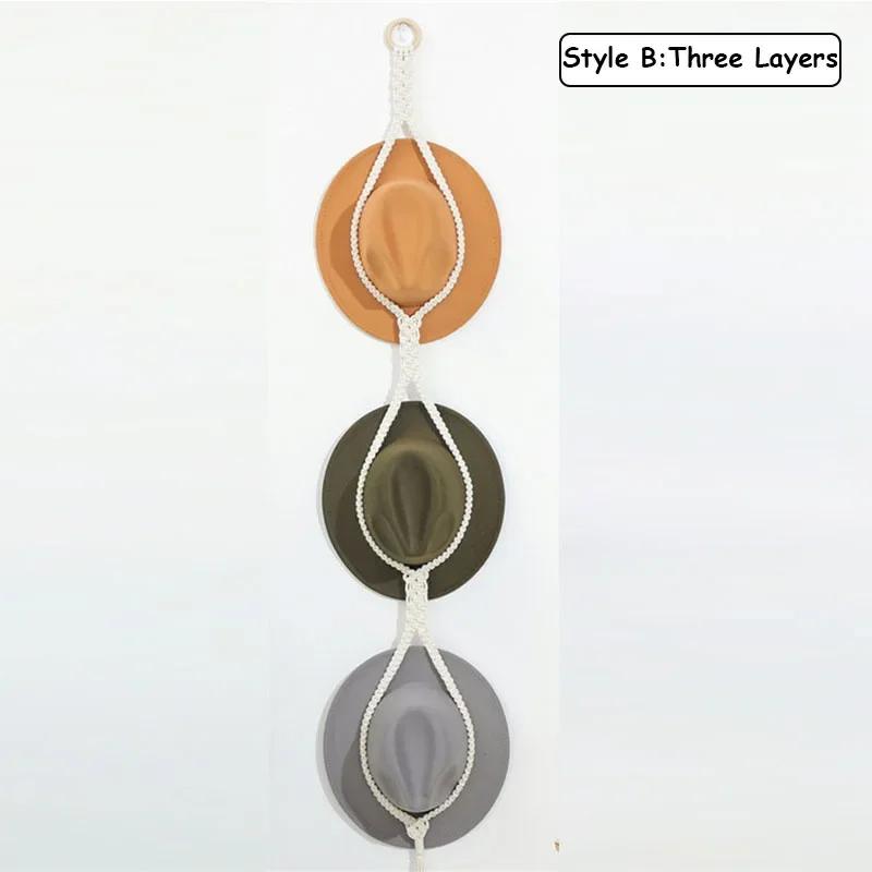 Hängender Huthalter aus Baumwolle im nordischen Stil im Boho-Stil, Organizer, Display, Hutschal-Organizer, Rack, Makramee-Wandteppich, Hutaufhänger, Wandaufbewahrung