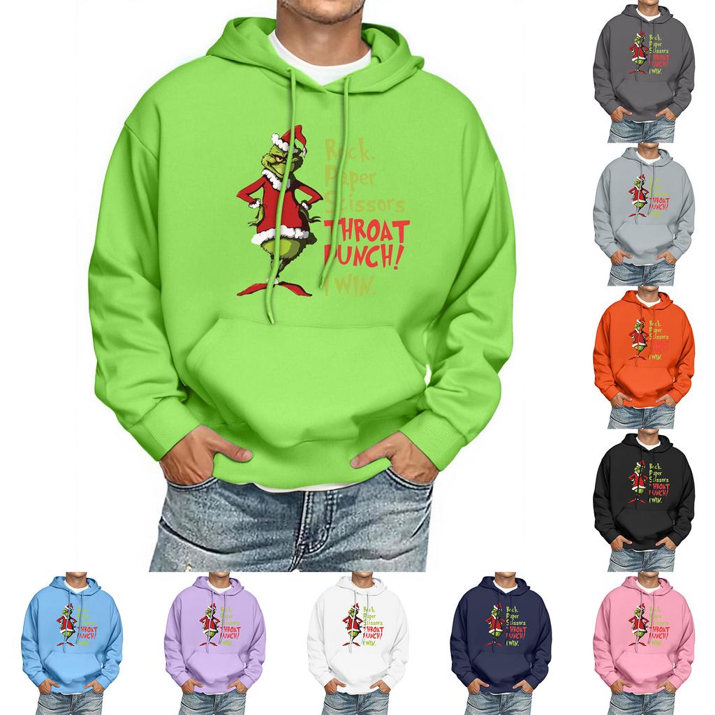 Men's Print Hooded Sweatshirt Long-Sleeve Casual Pullover Hoodie Hooded Sweatshirt