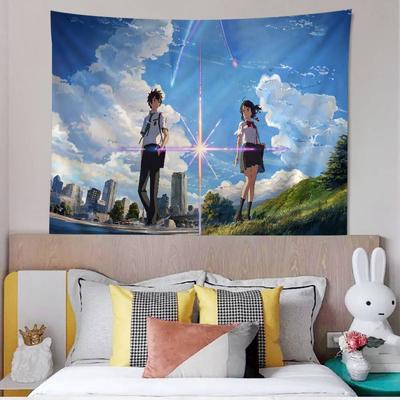 Japanese Anime Y-Your Name Movie Cartoon Tapestry Art Science Fiction Room Home Decor Wall Hanging Sheets