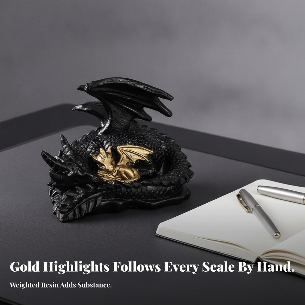 Resin Dragon Figurine Gothic with Pinions Lifelike for Bookshelf