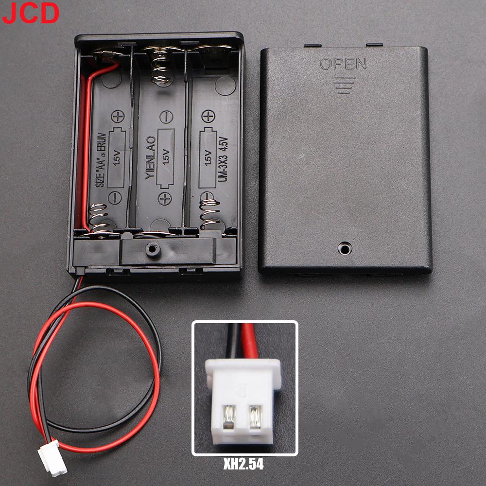 JCD 1pc 3x AA Battery Holder Storage Case Box With Switch & Cover PH2.0 XH2.54 SM DC5.5*2.1mm USB Plug Connect Terminal Cable