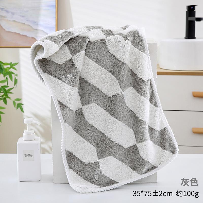 Towel New coral fleece jacquard chain geometric household soft absorbent face wash face towel face towel