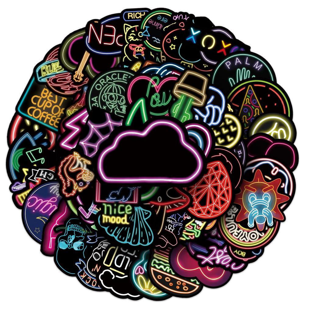 100 Neon Cartoon Graffiti Stickers: Trendy Toys & DIY Journal Decoration