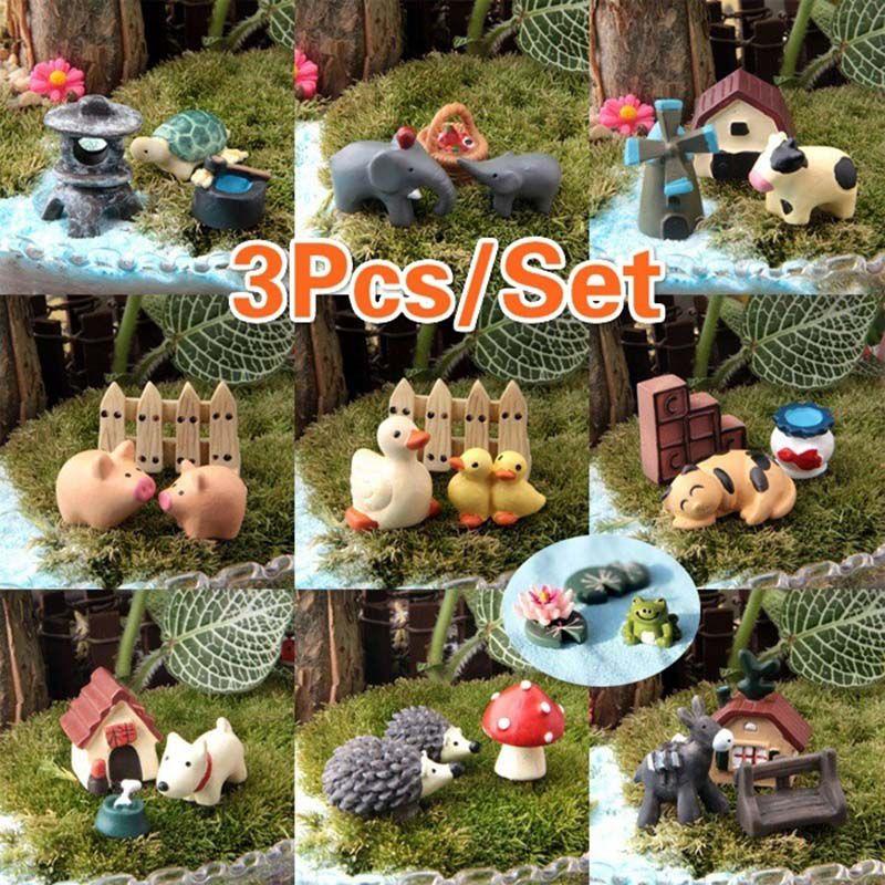 Adorable Cow Pig Dog Resin Ornaments For Miniature Garden And Home Decor