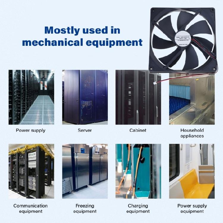 180mm 12V High Speed Cooling Fan Thin 25mm Design 53CFM Airflow Double Ball Bearings For PC Router Exhaust System