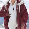 Women's Autumn and Winter Warm Loose Plush Multicolor Hooded Jacket