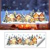 Reusable Christmas Party Decor Snow Village Static Window Cling, Glowing Warm Scenery Sticker Gift for Friends Glass, Snowman House Winter Balcony