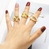 Personality Luxury Gold Color Irregular Geometry Zircon Inlay Multiple Layers Open Rings for Women Stainless Steel Jewelry Gifts