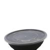 Disposable Black Round Single-Compartment Food Container with Sealed Lid
