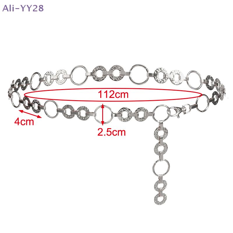 {YY28} Trendy All-match Hollow Circle Waist Chain Adjustable Metal Waist Chain Belt For Women Personality Clothing Accessories
