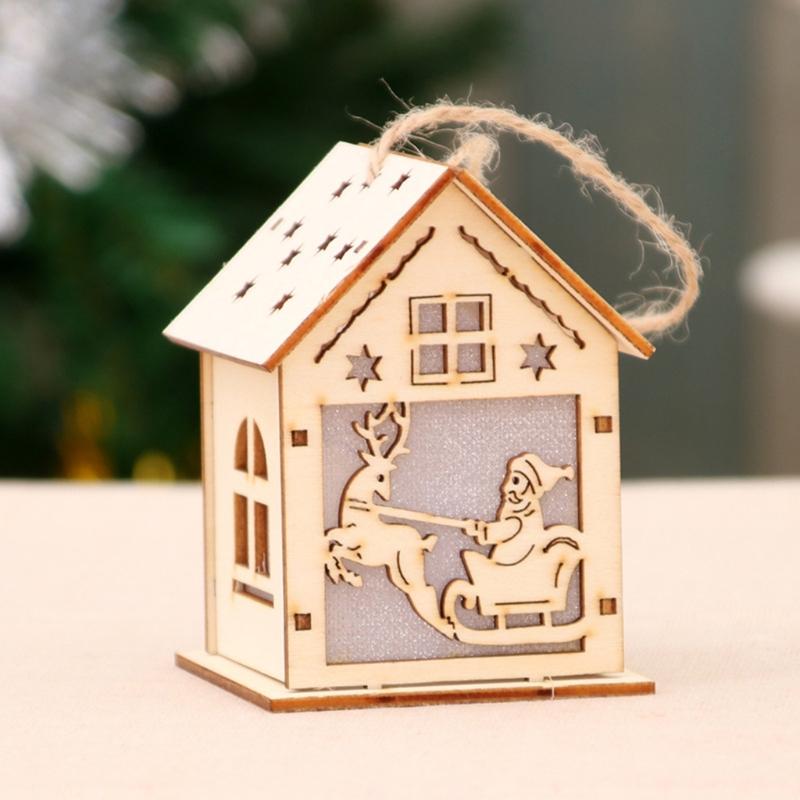 3/5’’ Xmas Desk Decor House Santa/Snowman/Reindeer Tabletop Decor Lovely Christmas Ornament DIY Wooden Puzzle Art Crafts