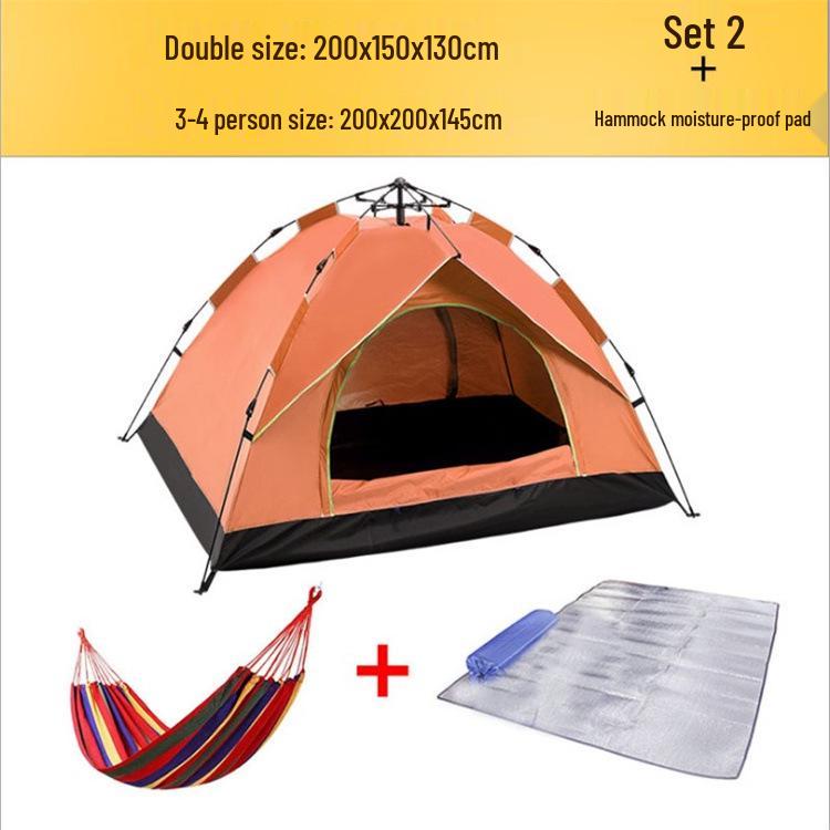 Fully Automatic 3-4 Person Tent: Sun Protection, Thickened Rainproof, Quick Setup for Camping or Beach.