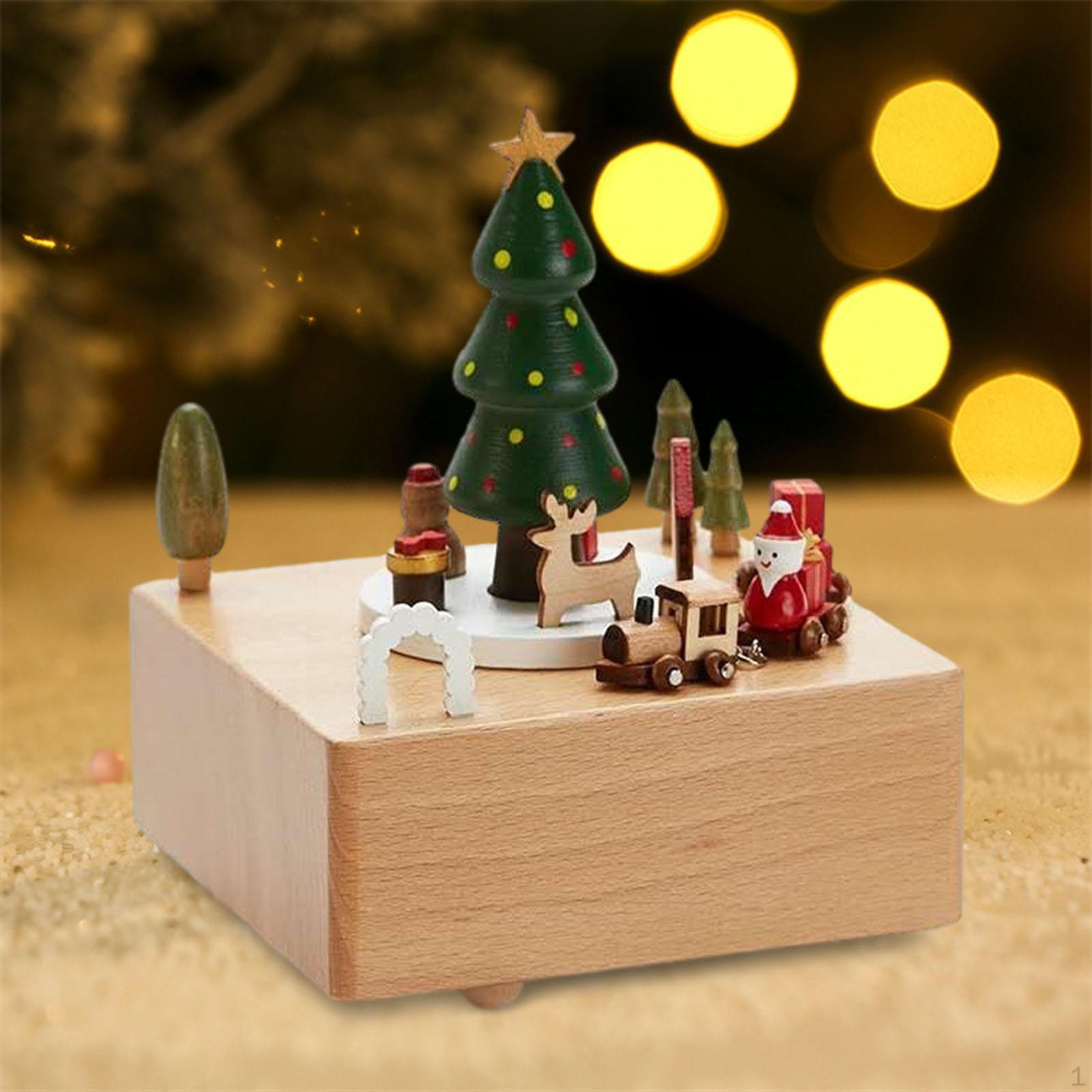 

Christmas Music Box Theme Castle Toy Wind Up Ornament Musical for Gift Anniversary Green Christmas tree