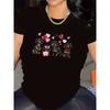 Women'S Black & White Dachshund T-Shirt - Cute Puppy Graphic Tee with Hearts, Lightweight Polyester Shirt for Dog Lovers, Everyday Casual