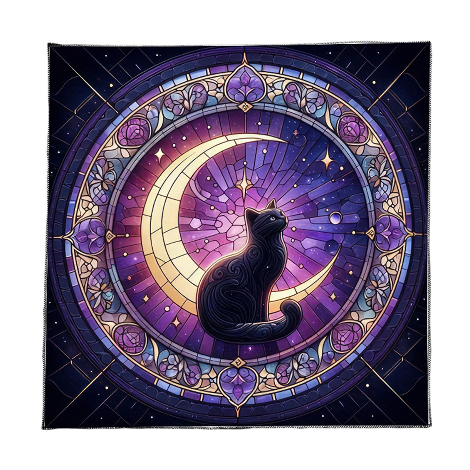 

Tarots Tablecloth Altars Cloth Moon Cat Pattern Astrology Tablecloth Divinations Card Cloth Tapestry Wall Decoration A50