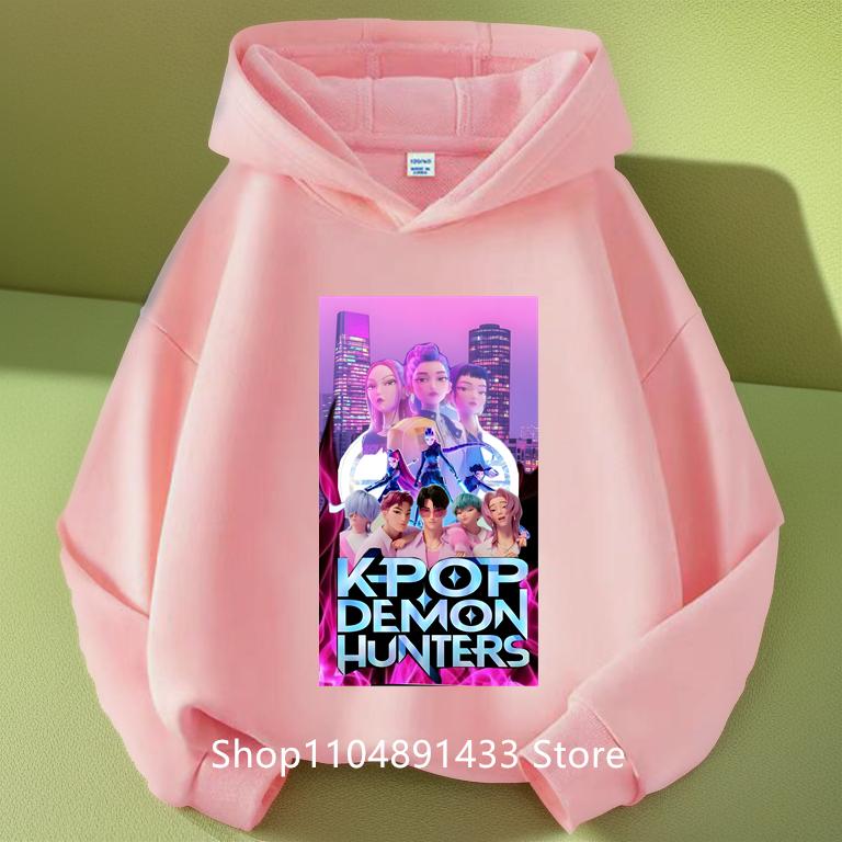 

Kpop Demon Hunters Kids Logo Merch Hoodies Girls Boys Athletic Sweatshirt Long Sleeve Casual Pullover Without Drawstring Hoodie 160