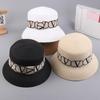 Trendy Letters Woven Fisherman Ladies  Simple Straw Hat Sun Hats Outdoor Travel Beach Panama Cap Bucket Hats For Women