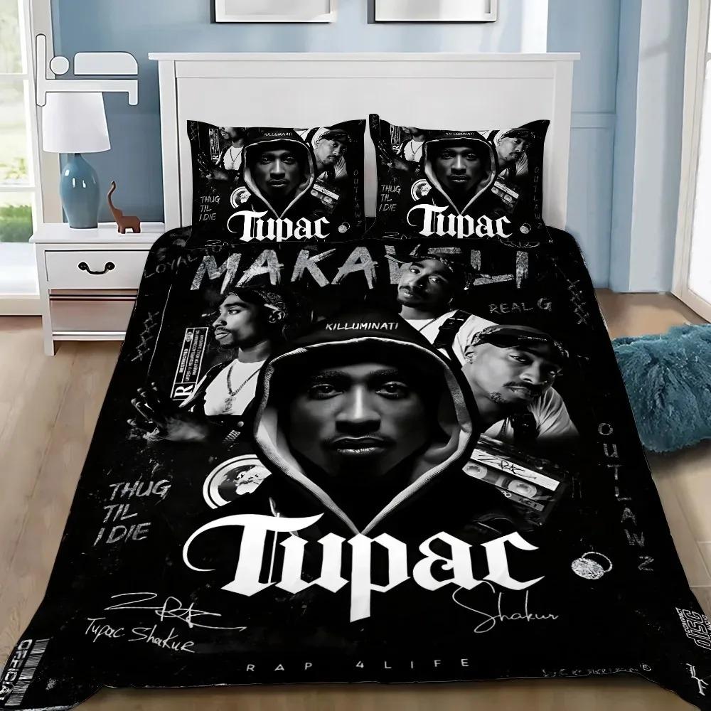 Nádherná 3D tapeta 2Pac Tupac Hip Hop Digitální tisk Ložní souprava Přikrývka Postel Mladí Děti Dívky Kluci Dárek