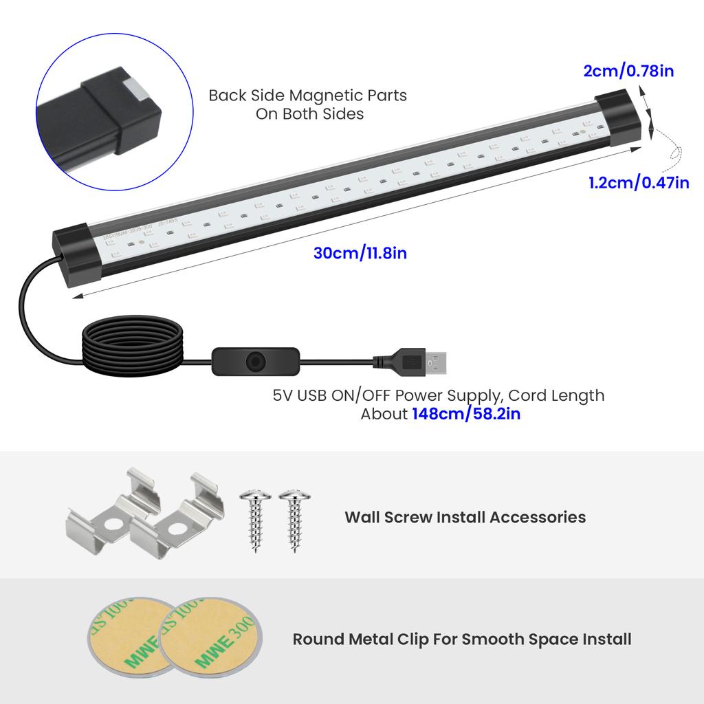 365-395nm Schwarzlichtleiste 10W UV-Lampe 5V USB-Stecker mit Schalter UV-Streifenlichter LED Schwarzlicht für Glow Party Halloween-Beleuchtung