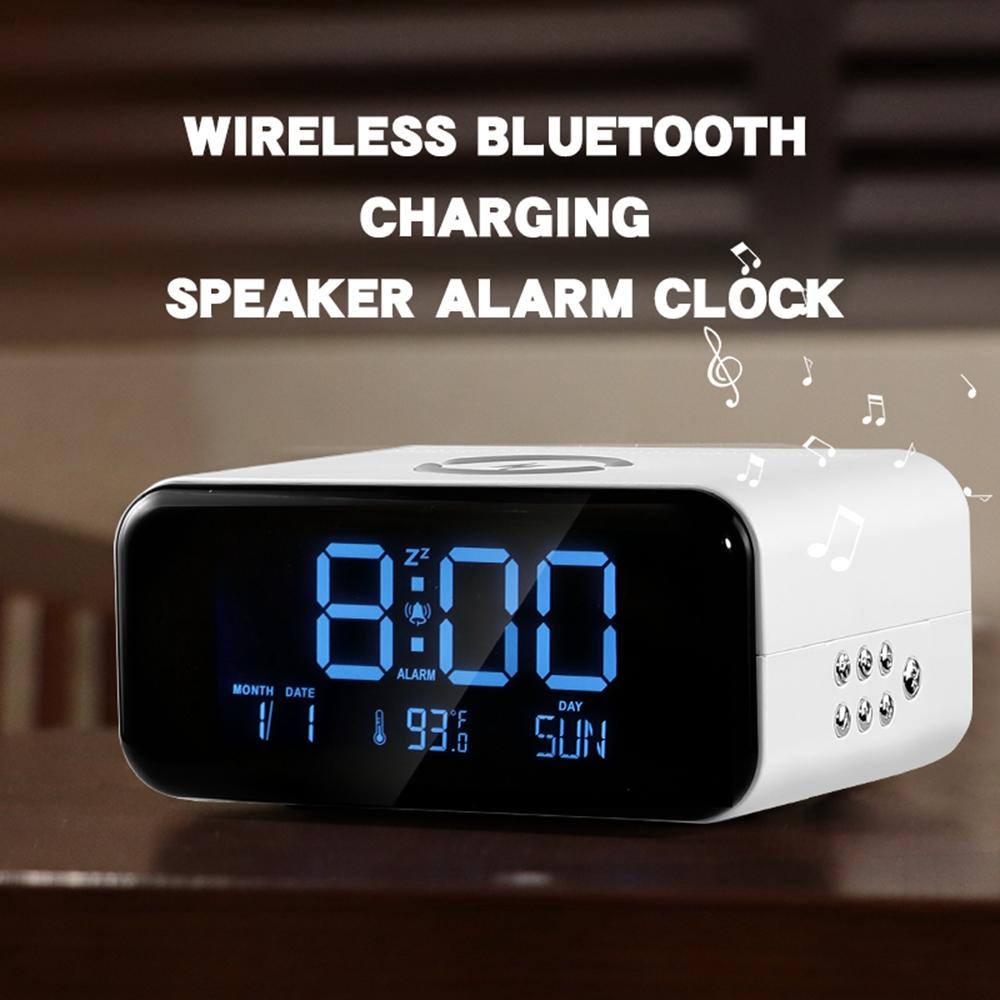 

Night Lights Bluetooth-compatible Speaker with 15W Wireless Charging,Large Display Alarm Clock Pink