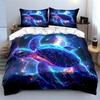 Neon Cosmic Sea Turtle Dream Print Bedding Set 1 Duvet Cover 2 Pillowcases for Adult and Children Luxury Gift Full Size
