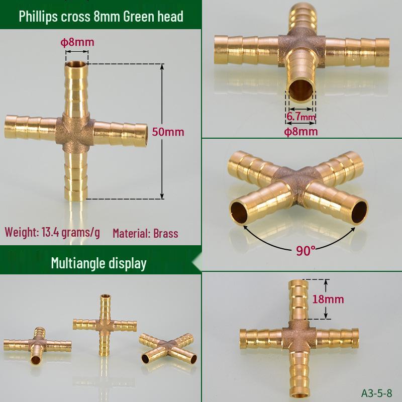 Brass Pagoda Head 4-Way Gas Hose Connector (4-19MM)