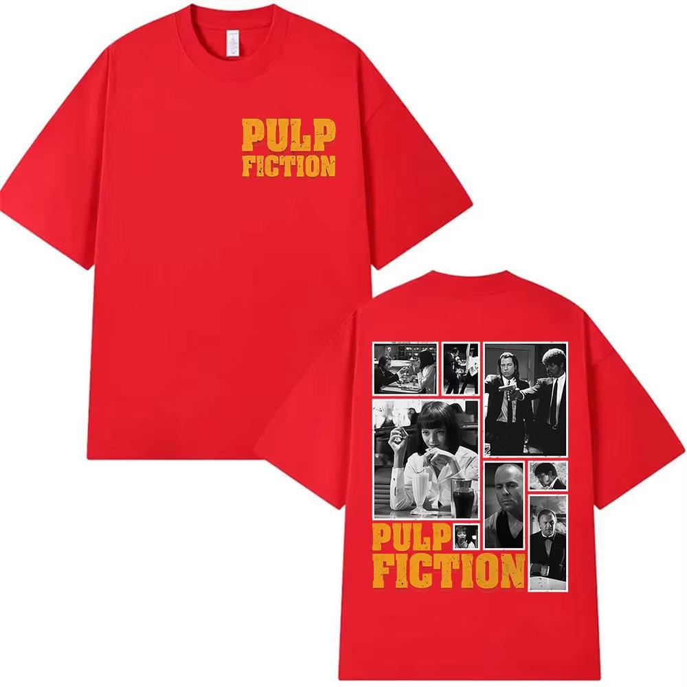 Maglietta Grafica Classico Film Pulp Fiction Uomo Donna Vintage Alta Qualità Cotone T-shirt Harajuku T-shirt Streetwear Y2k