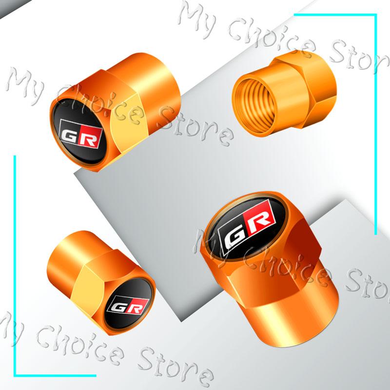 4Pcs/Set GR Sport Logo Car Styling Wheel Tire Valve Air Caps Stem Dustproof Cover For Toyota GR Gazoo Racing Sport Prius Camry